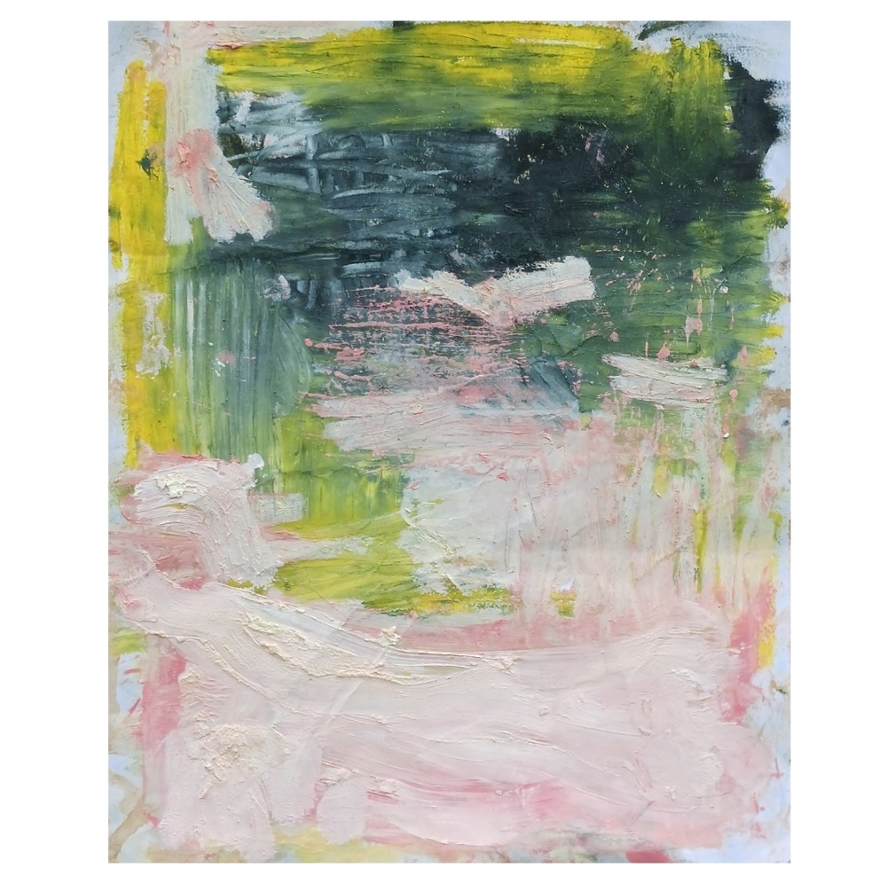 Abstract Oil on Paper by Evan Koch titled 'Camp Crystal Lake'